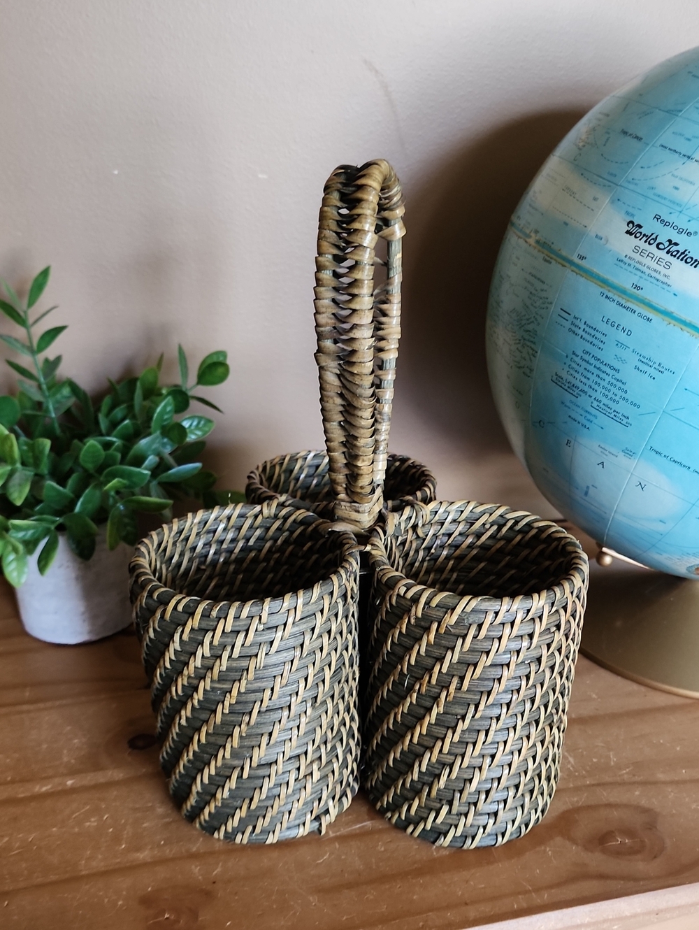 Vintage Woven Utensil Caddy